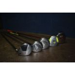 A COLLECTION OF GOLF CLUBS comprising a Dunlop Grafalloy Loco Super Titanium 1/10, Dunlop 65 3,