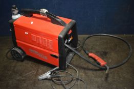 A CLARKE 135 TE TURBO WELD MIG (PAT pass, powers up but untested) together with a welding helmet (