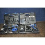 TWO CASED KOBE ABH 14,4 VET-2 CORDLESS DRILLS with two chargers and three batteries (both PAT pass