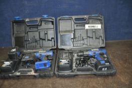 TWO CASED KOBE ABH 14,4 VET-2 CORDLESS DRILLS with two chargers and three batteries (both PAT pass