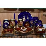 A COLLECTION OF CARLTON WARE, comprising six pieces of Peacock and Blossoms pattern including vases,