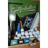 THE GOLFERHOLICS BOARD GAME AND BOXED GOLF BALLS, to include a vintage pack of 'The Masters' joke