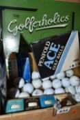THE GOLFERHOLICS BOARD GAME AND BOXED GOLF BALLS, to include a vintage pack of 'The Masters' joke