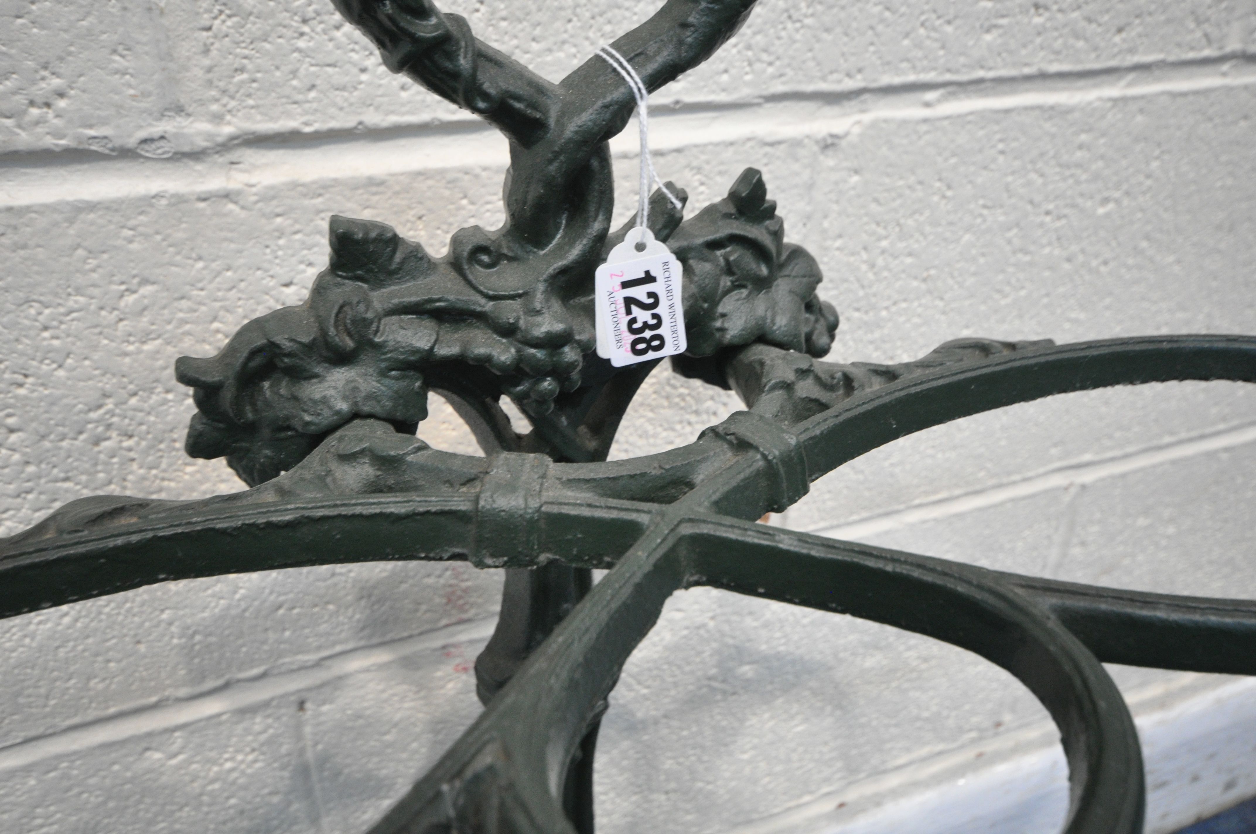 A VICTORIAN STYLE CAST IRON GREEN PAINTED UMBRELLA STAND, with foliate design, height 73cm ( - Image 2 of 2