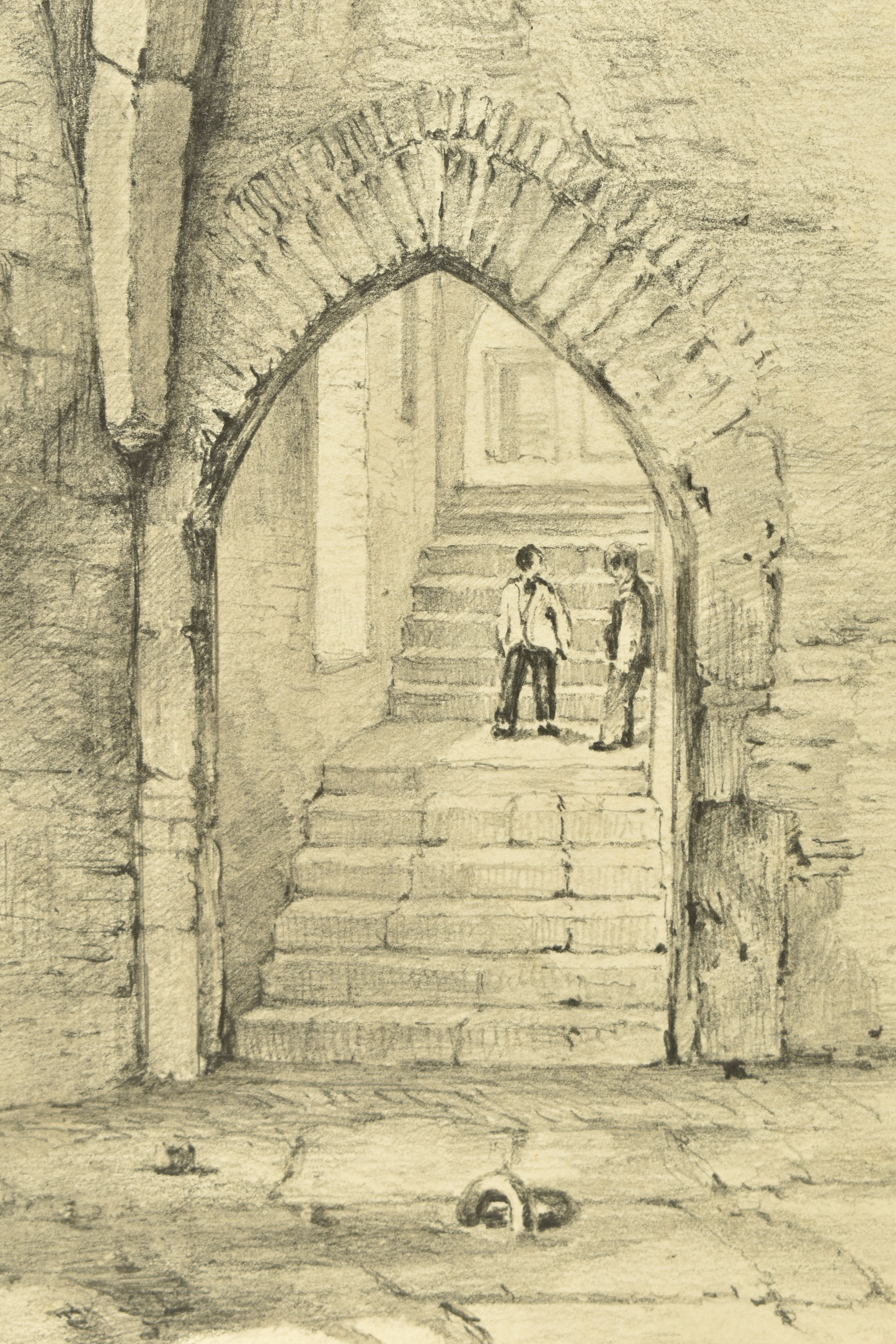 SEBASTIAN EVANS (1830-1909) 'DUNGEON, CHEPSTOW CASTLE', an interior view of the dungeon with two - Image 4 of 9