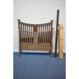 AN EDWARDIAN MAHOGANY 4FT6 BEDSTEAD, with side rails and slats (condition - scuffs and scratches)