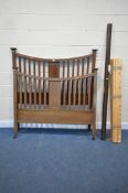 AN EDWARDIAN MAHOGANY 4FT6 BEDSTEAD, with side rails and slats (condition - scuffs and scratches)