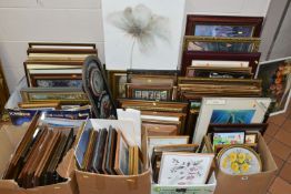 FIVE BOXES AND LOOSE ASSORTED PRINTS ETC, to include print reproductions of paintings by William