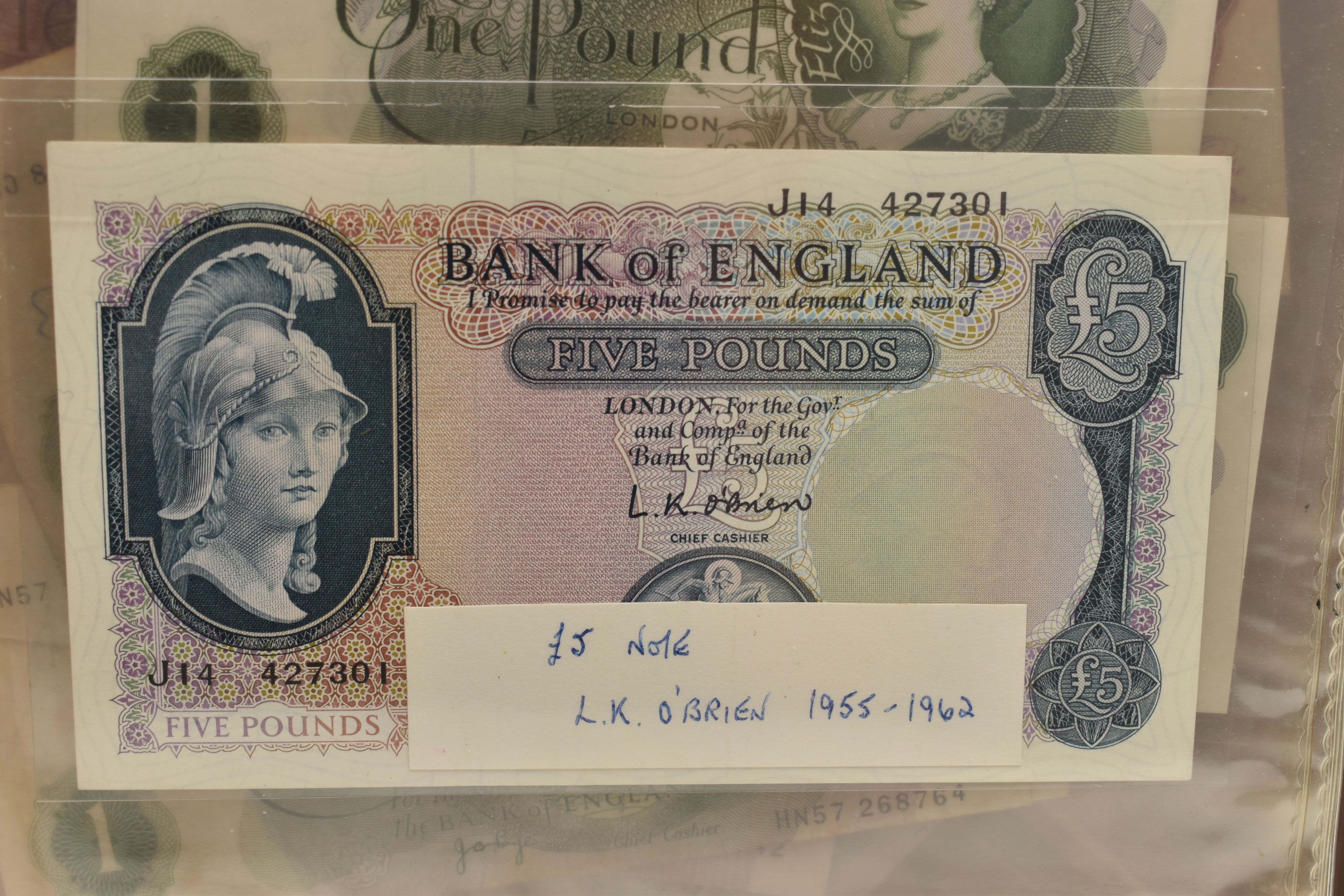A BANKNOTE ALBUM OF MAINLY BANK OF ENGLAND NOTES, to include early Bradbury 1917 £1 E28, a Pre - Image 8 of 15
