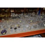 A GROUP OF CUT CRYSTAL AND GLASSWARE, comprising six Edinburgh Crystal wine glasses, six tumblers, a