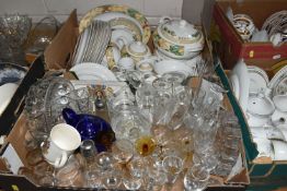 SIX BOXES OF CERAMICS AND GLASSWARE, to include a mid-century crystal ashtray (possibly Japanese), a