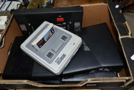 NINTENDO SNES, FOUR XBOX 360 ELITES AND A SOVEREIGN SUPERSPORTS, includes Super Mario Kart for the