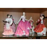 FIVE ROYAL DOULTON FIGURINES, comprising three Figurines of the Year: Patricia 1993 HN3365, Sarah
