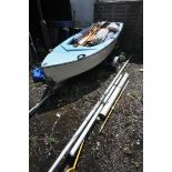 A 11FT SAILING BOAT, with a 500cm height sail, with a large quantity of parts and accessories