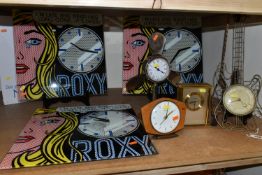 THREE NEXT POP ART GLASS WALL CLOCKS, Nextime 'See You' design, size 43cm x 43cm battery operated,