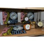 THREE NEXT POP ART GLASS WALL CLOCKS, Nextime 'See You' design, size 43cm x 43cm battery operated,