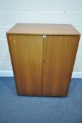 A MAHOGANY NEWCRAFT LTD HOME OFFICE CABINET, two doors enclosing a slide with red leatherette