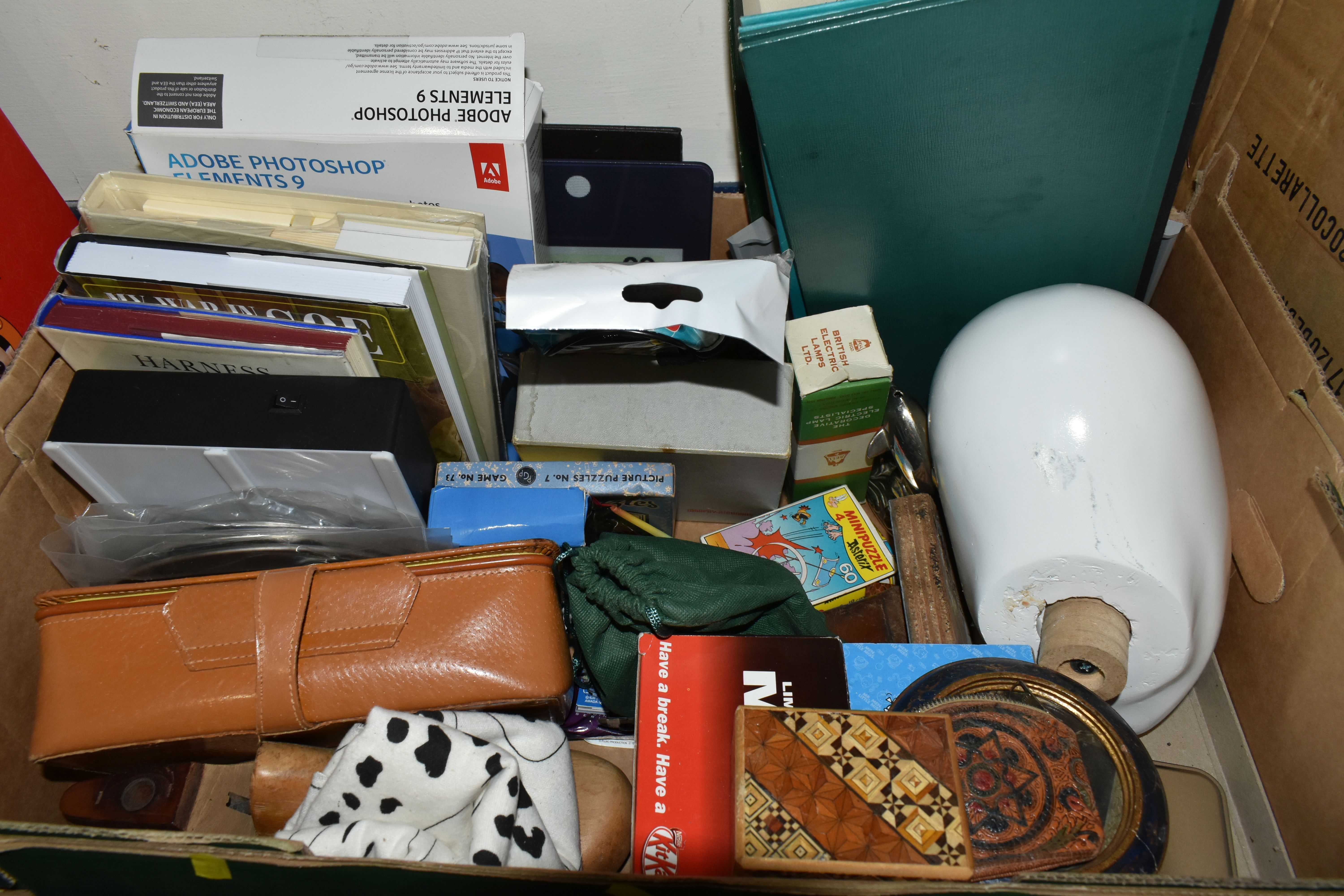 SIX BOXES OF SUNDRIES, to include a box of twenty new and unused navy blue ridged cardboard gift - Image 6 of 8