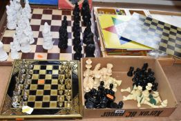 SIX SETS OF CHESS, comprising an Estrella wooden case of 'Classic Games', a small table top chess