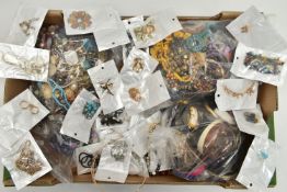 A LARGE BOX OF ASSORTED COSTUME JEWELLERY, to include a selection of unopened jewellery items,
