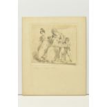 CIRCLE OF JOHN HARDEN (1772-1847) A SKETCH OF A FAMILY GROUP, a small boy stands beside two female