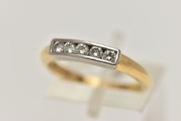 AN 18CT GOLD FIVE STONE DIAMOND RING, five channel set, round brilliant cut diamonds, estimated