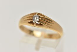 AN EARLY 20TH CENTURY 18CT GOLD, DIAMOND SIGNET RING, single old cut diamond, estimated diamond