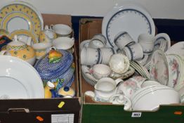FOUR BOXES OF DINNERWARE AND TEAWARE, to include a 1980's M&S 'Autumn Leaves' dinner set, 'Dusty