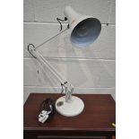 A WHITE MODEL 90 ANGLE POISE TABLE LAMP (condition - sticker to base, overall good condition)