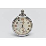 A MILITARY ISSUE 'JAEGER-LECOULTRE' OPEN FACE POCKET WATCH, manual wind, round discoloured white
