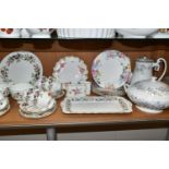 A COLLECTION OF TEA WARES, to include a twenty one piece Wedgwood Hathaway Rose tea set,