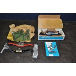 A RECORD 735 FIBREBOARD PLANE in original box (looks unused), a Stanley and a Record Spokeshaves,