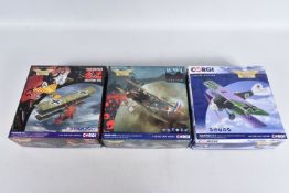 THREE BOXED CORGI LIMITED EDITION AVIATION ARCHIVE 1:48 MODEL MILITARY AIRCRAFTS, the first a