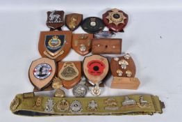 A COLLECTION OF ROYAL WARWICKSHIRE REGIMENT PLAQUES AND CAP BADGES, also included is a small