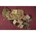 A SELECTION OF WWI AND LATER MILITARY ITEMS, this lot includes a boxed Civilian gas mask in a