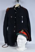 A BLUE ROYAL REGIMENT OF FUSILIER NUMBER ONE DRESS JACKET, also included is an officers cap, the