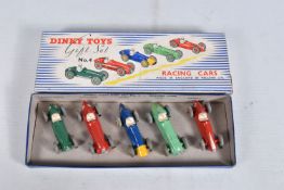 A BOXED DINKY TOYS GIFT SET No.4 'RACING CARS', comprising Alfa Romeo, No.23f, red RN8, Cooper-