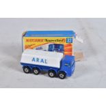 A BOXED MATCHBOX SUPERFAST DIE-CAST ARAL TANKWAGEN, no.32, blue body with white tank, signed Aral to