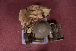 A BOXED SET OF WWII MEDALS AND WWII ERA HAT AND OTHER ITEMS, this lot contains a kit bag, 1944 dated