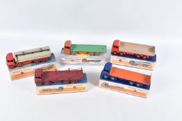 FIVE BOXED DINKY TOYS FODEN WAGONS, all of the boxes are originals, complete and mostly in fair to