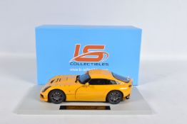 A BOXED LS COLLECTABLES TVR SAGARIS 2005 1:18 MODEL VEHICLE, numbered LS008B, in colourway 'Yellow