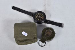 A WWII ERA GERMAN LUFTWAFFE WRIST COMPASS AND AN ISRAELI MILITARY COMPASS, the Luftwaffe compass