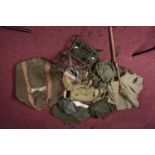 AN ASSORTMENT OF MILITARY BAGS AND OTHER ITEMS, to include a GQ parachute bag, two medics bags,