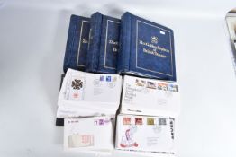 THREE ALBUMS OF 22 CARAT STAMP REPLICA COVERS TOGETHER WITH AN ASSORTMENT OF GB 1970S AND 80S MINT