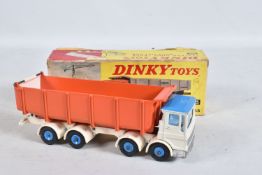 A BOXED DINKY SUPERTOYS LEYLAND DUMP TRUCK WITH TILT CAB, No.925, white cab and chassis, blue roof
