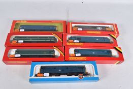 SEVEN BOXED OO GAUGE B.R. LOCOMOTIVES, two Hornby class 25 No.D7596, B.R. green livery (R072) and