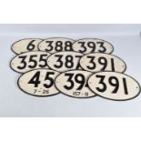 A COLLECTION OF ALLOY BRIDGE PLATES, some stamped 'Royal Label Factory' to reverse, all with