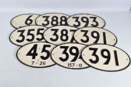 A COLLECTION OF ALLOY BRIDGE PLATES, some stamped 'Royal Label Factory' to reverse, all with