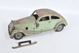 AN UNBOXED MARKLIN CLOCKWORK STREAMLINE CONSTRUCTOR CAR, No.1101, pale green with grey roof and