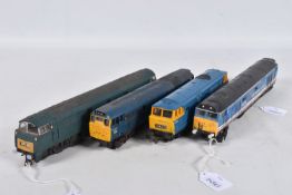 FOUR UNBOXED OO GAUGE LOCOMOTIVES, Lima class 52 'Western', repainted in B.R. blue livery but has no